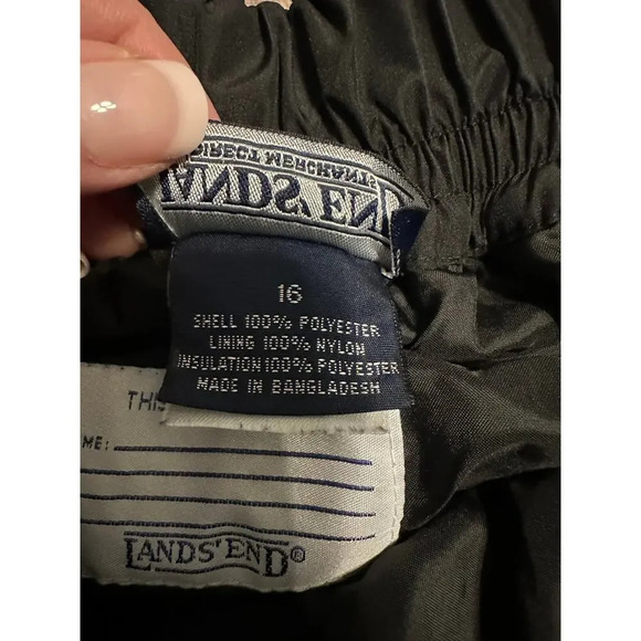 Lands End Ski Snow Pants Kids Size 16 Black Warm Athletic Nylon - Picture 5 of 8